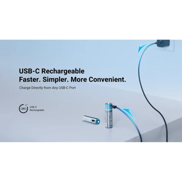 Baterii reîncărcabile Li-ion USB-C 1.5V AA & AAA — MARSTEK - imagine 3